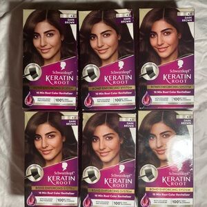 Schwarzkopf Keratin Root Dark Brown Hair Color bundle of 6 boxes